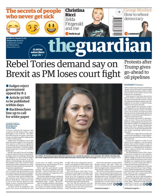 The Guardian front page