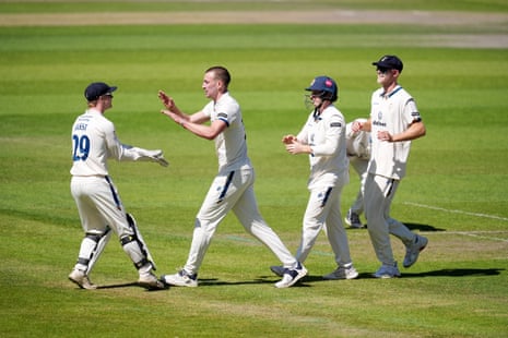 Derbyshire players celebrate