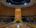 An empty general assembly hall at UN headquarters