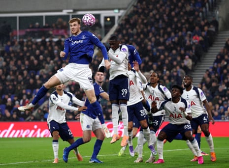 Jake O'Brien of Everton scores goal which is later ruled out after a VAR review.