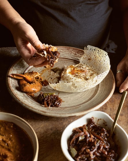 Prawn curry with hoppers