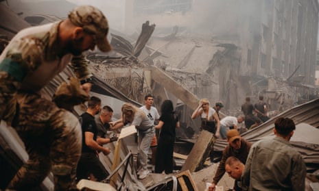 Search and rescue efforts continue after a Russian missile attack hits Ria restaurant in Kramatorsk, Ukraine on June 27, 2023.