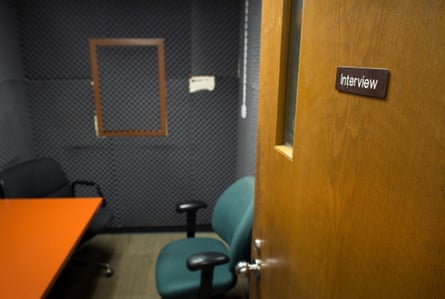 An interview room in the Detective Bureau office of Camden County Police Department