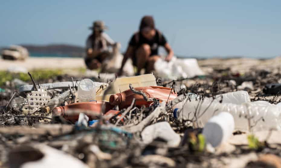 Plastic waste strewn on Djulpan beach