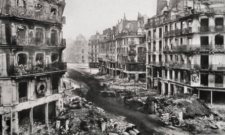 The rue de Rivoli after the fights and the fires of the Paris Commune, 1871.