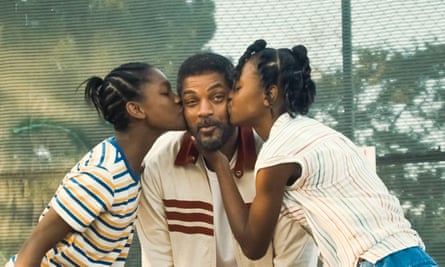 Winners … Smith in King Richard, with Demi Singleton and Saniyya Sidney as Serena and Venus Williams.
