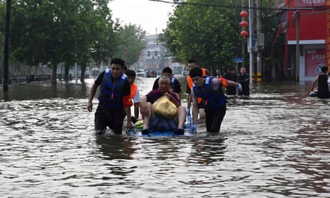 Henan province in China, where at least 50 people have died in floods
