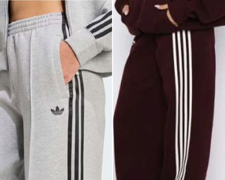 (L-R) Adidas track pants alongside White Fox track pants.