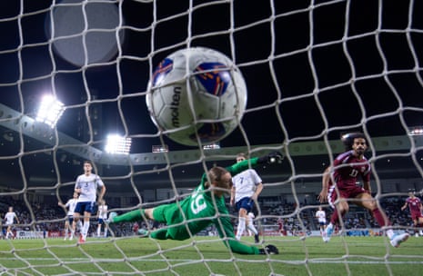 Akram Afif finds the net during Qatar’s friendly against Russia in September.