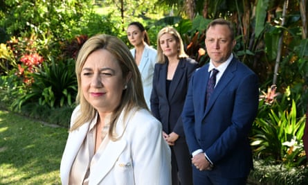 Annastacia Palaszczuk and her then ministers Meaghan Scanlon, Shannon Fentiman and Steven Miles 