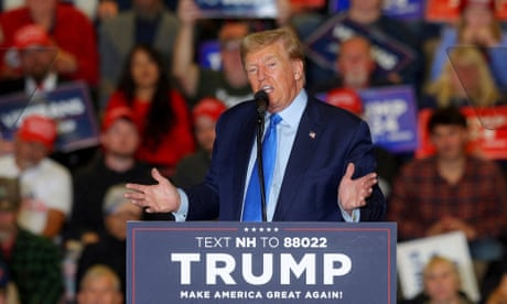 Donald Trump speaks to supporters in New Hampshire.