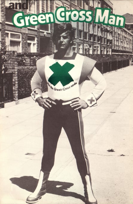 Prowse as the Green Cross Man in a 1970s road safety campaign