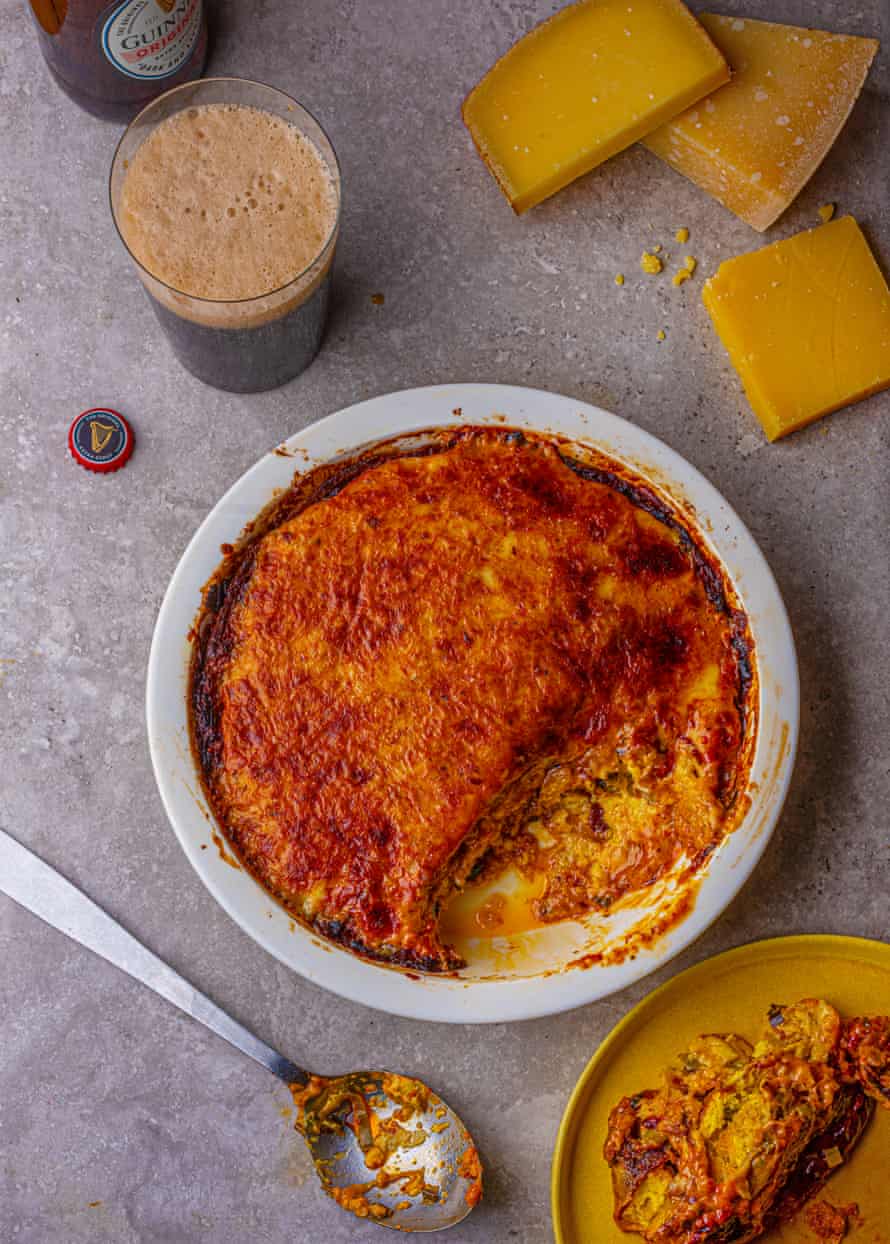 Three cheese and caramelised leek bread and butter pudding, by Andi Oliver. Food styling: Henrietta Clancy