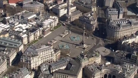 London in coronavirus lockdown: aerial footage shows landmarks deserted – video