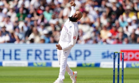 Moeen Ali bowls for England