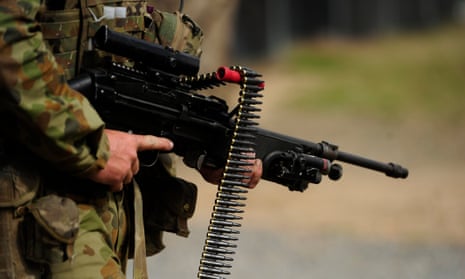 File photo of an Australian soldier carrying a machine gun