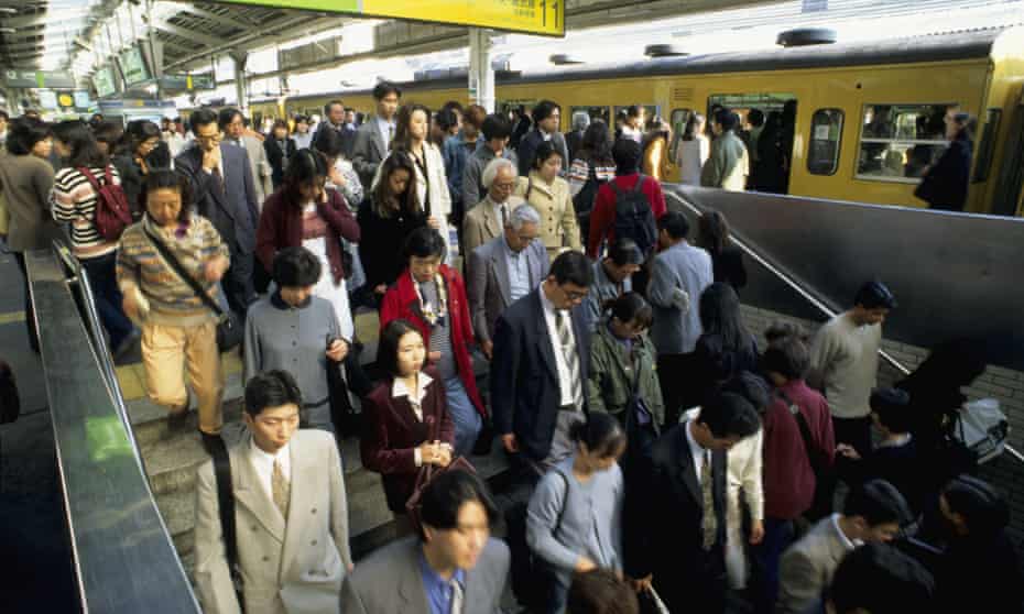 A Tokyo subway crowd. A new census reveals that the population in Japan has declined by nearly a million in five years.