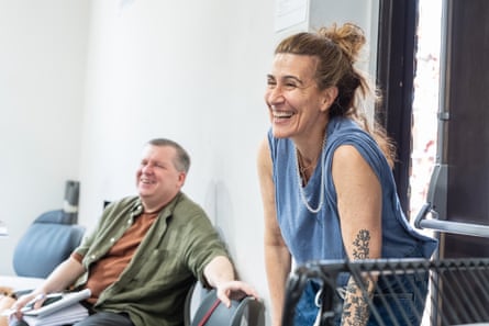 Jeanine Tesori and David Lindsay-Abaire during rehearsals for Kimberly Akimbo.