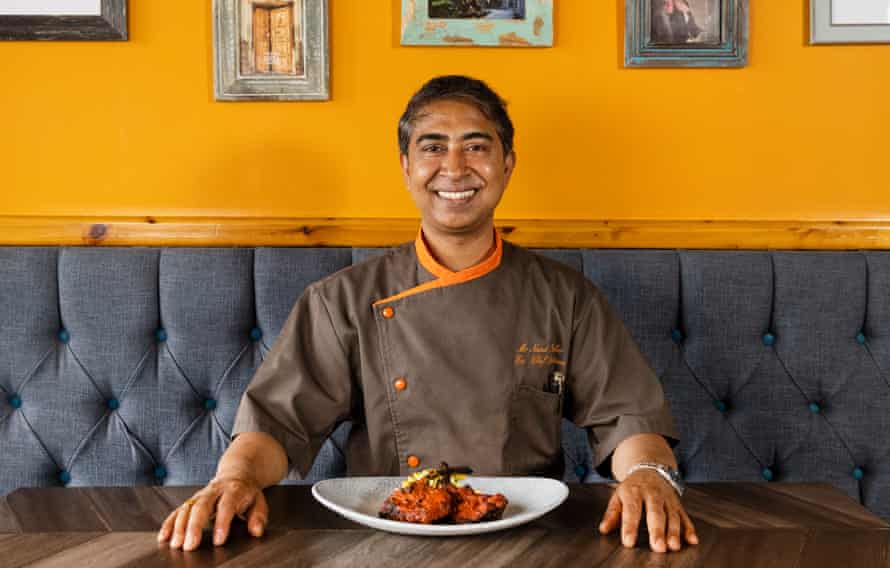 Nand Kishor, chef/owner of Dastaan Indian restaurant in Epsom, Surrey, with his lamb chops