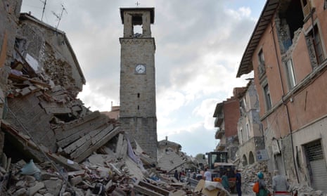 Amatrice’s town clock in the 16th-century bell tower remains frozen at just after 3.36 am, the moment the quake hit.