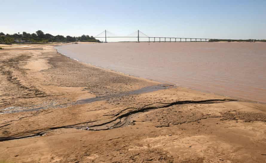 Falling water levels along the Parana River