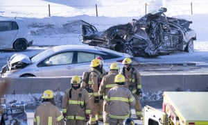 Nearly 70 Injured As 0 Vehicles Involved In Pile Up In Snowy Montreal World News The Guardian