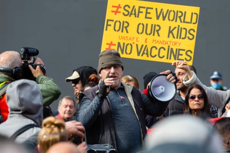 Anti-vaxx protestors at a Covid-19 lockdown protest in Melbourne last Sunday