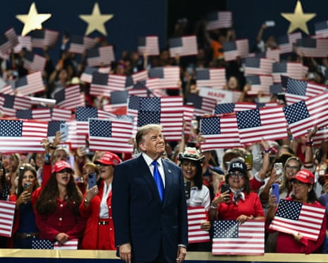 Man with supporters and flags