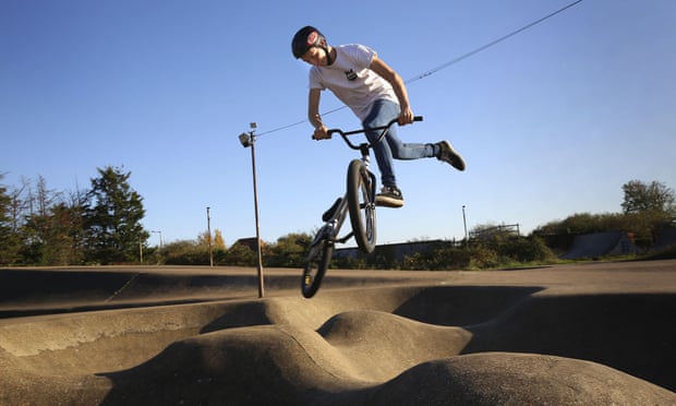 A boy rides a BMX bike in Rom skatepark, which became Grade 11 listed in 2014.