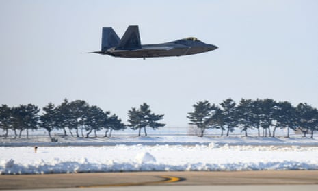 A US air force F-22 fighter jet. A similar jet brought down the mystery flying object on Friday off the coast of Alaska.
