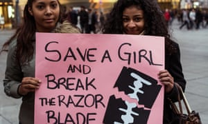 Women protesting during the international day against female genital mutilation.
