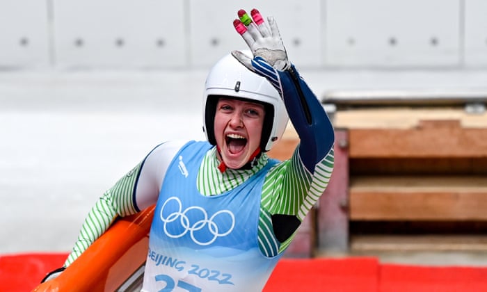 Elsa Desmond of Ireland after competing in the women’s luge.