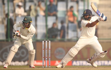 Rohit Sharma bats during the second Test match between India and Australia at Arun Jaitley Stadium on 18 February 2023 in Delhi.