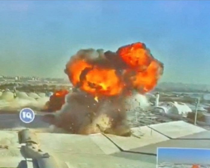 Surveillance footage shows moment of drone attack on Kuwait airport – video