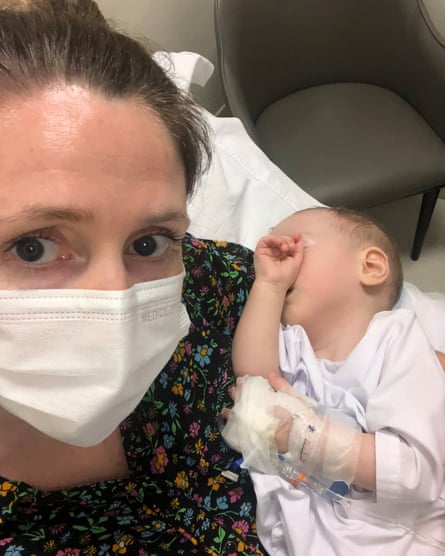 Caia Daly and her nine-month-old baby in hospital
