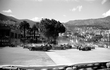 Juan Manuel Fangio leads Stirling Moss at Monaco in 1957