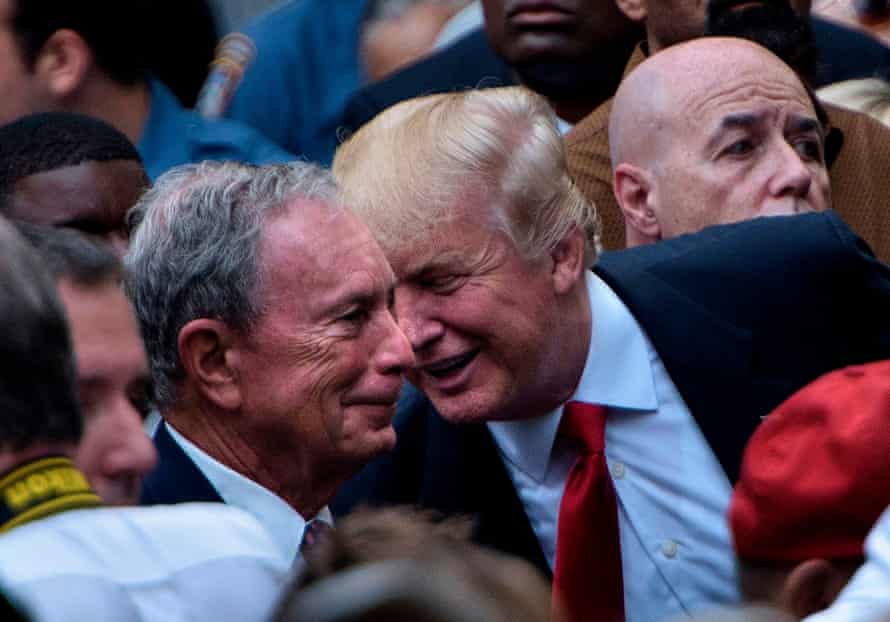 In this file photo taken on September 11, 2016, Donald Trump speaks to Michael Bloomberg during a memorial service at the National 9/11 Memorial in New York.