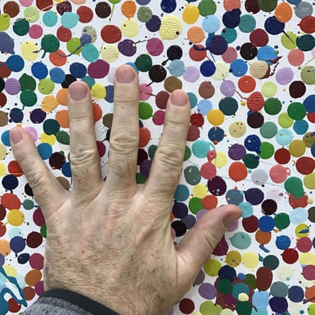 Damien Hirst’s first ever spot painting, posted to his Instagram.