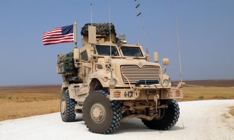 A US military vehicle during redeployment from Syria to Iraq in October 2019. 