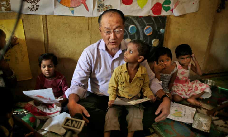 World Bank president Jim Yong Kim at a child and mother care centre in New Delhi, India, June 2016.