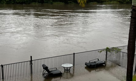 Flooding at Clear Island Lake on the Gold Coast on Monday as storms continue to hit the state