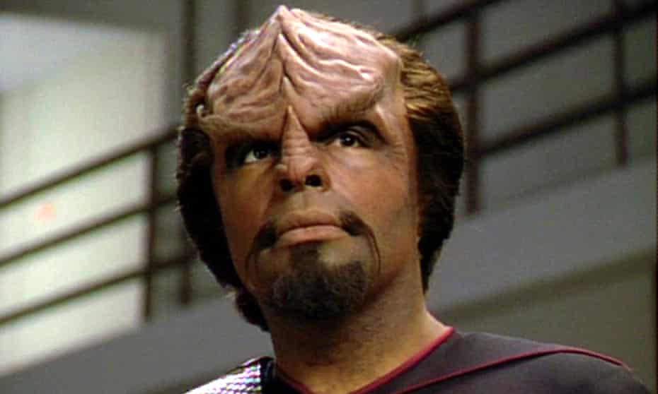 Lieutenant Worf in a scene from the final episode of the television series Star Trek