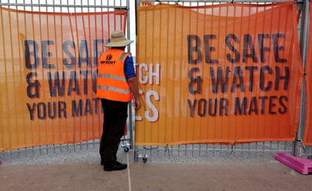 A security guard keeps an eye on things during Schoolies week on the Gold Coast.
