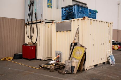 Storage containers are seen outside the OceanGate offices.