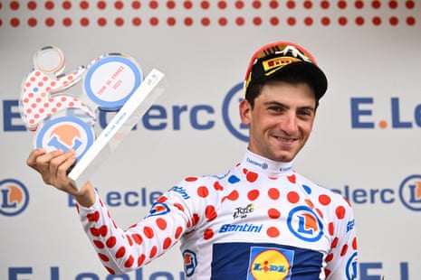 Italian Lidl-Trek rider Giulio Ciccone will spend his second consecutive day in the polka-dot jersey today. He leads Neilson Powless by five points and both riders will be hoping to add to their tallies on today’s stage.