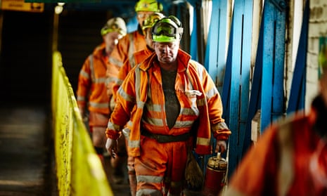 Miners at Kellingley colliery, the deep coal mine that closed in 2015. 