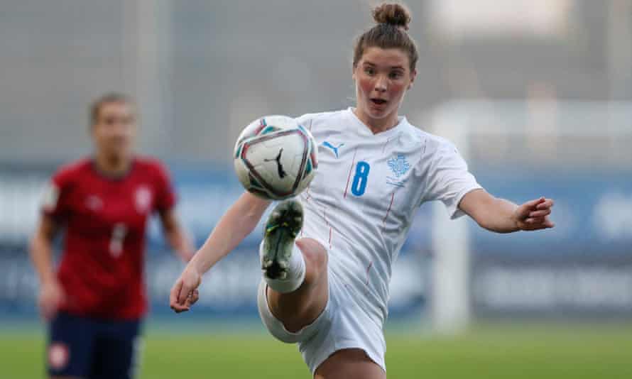 Iceland's Karólína Lea Vilhjálmsdóttir in action agains the Czech Republic in April.