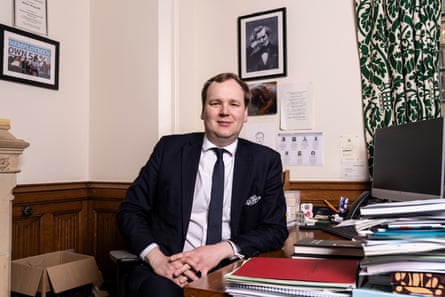 William Wragg, photographed in his office in the Houses of Parliament