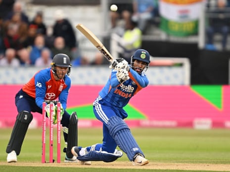 Tilak Varma hits a shot