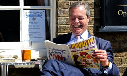 Nigel Farage reading Private Eye